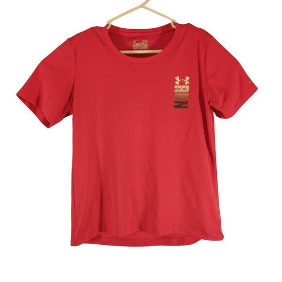 Under Armour RUN tshirt womens XL XLarge pink short sleeve semi-fitted train - Picture 1 of 12